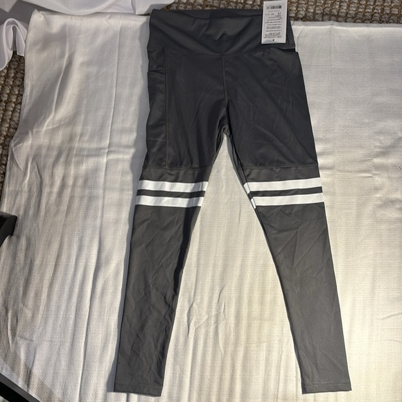 Legging Park Gray High Waisted Leggings with White Stripes Size Small - Picture 4 of 7